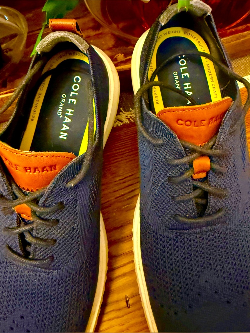 Cole Haan Grand Stretch Knit Wing Tip Oxford Shoes Navy Blue C37369 Sz 10M EUC! - Picture 2 of 8